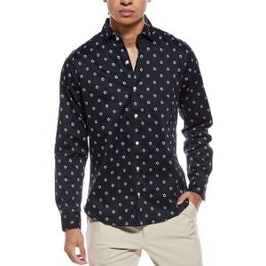 New Ted Baker Mens  Blue Soren Daisy Print Shirt, Navy Blue